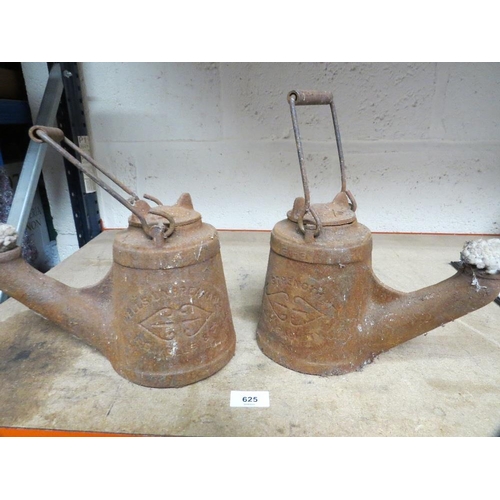 625 - Two goose neck oil lamps