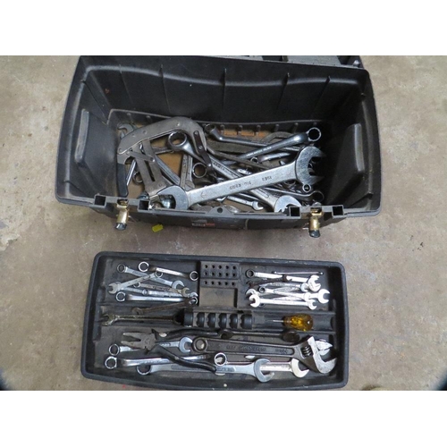 632 - A tool box and contents to include  spanners and mechanics tools