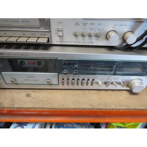 615 - A Hitachi stereo cassette deck D-30S and an Onkyo stereo cassette tape deck direct drive