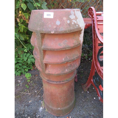 605 - A terracotta chimney pot planter