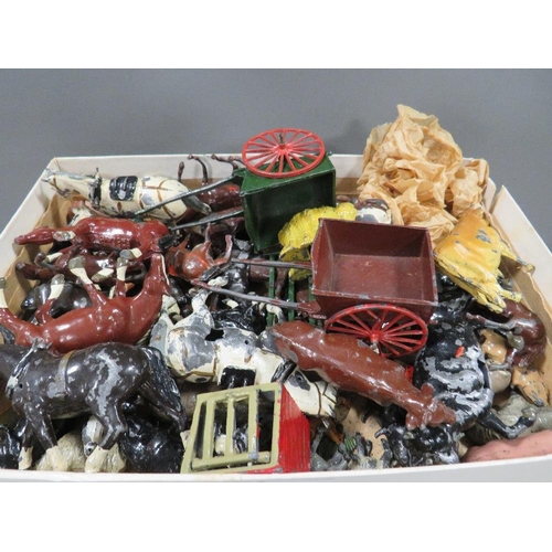 490 - A collection of lead farm animals, including Britains