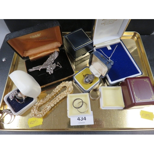 435 - A selection of costume jewellery  to include silver example