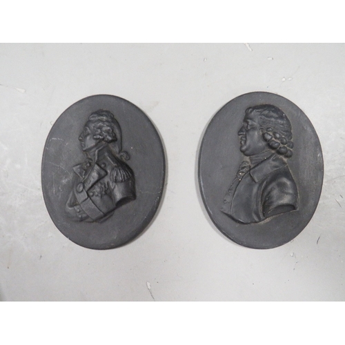 474 - Two Wedgwood style basalt plaques of Nelson and Josiah Wedgwood