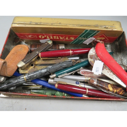 503 - A tray of collectables to include penknife's and pens