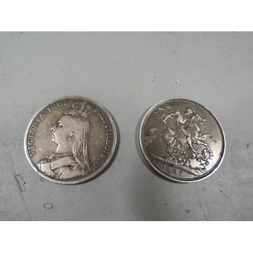 523 - Two silver crowns 1892 and 1887