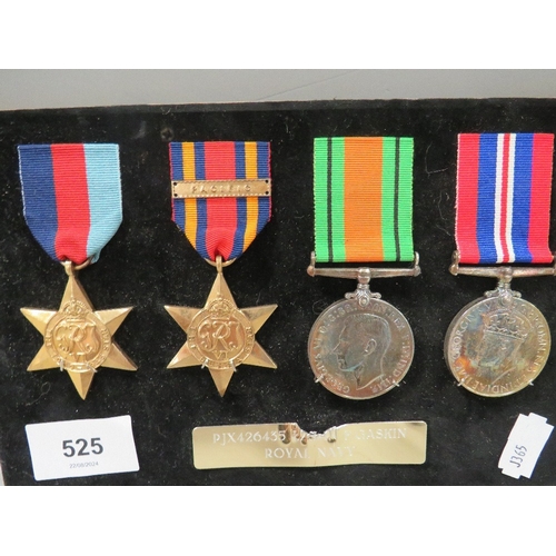 525 - A collection of four WWII medals and a pacific bar PJX426436F.GASKIN Royal Navy