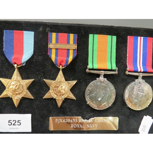 525 - A collection of four WWII medals and a pacific bar PJX426436F.GASKIN Royal Navy