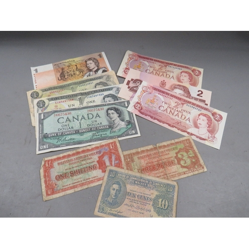 527 - A collection of commonwealth and Military banknotes