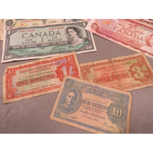 527 - A collection of commonwealth and Military banknotes