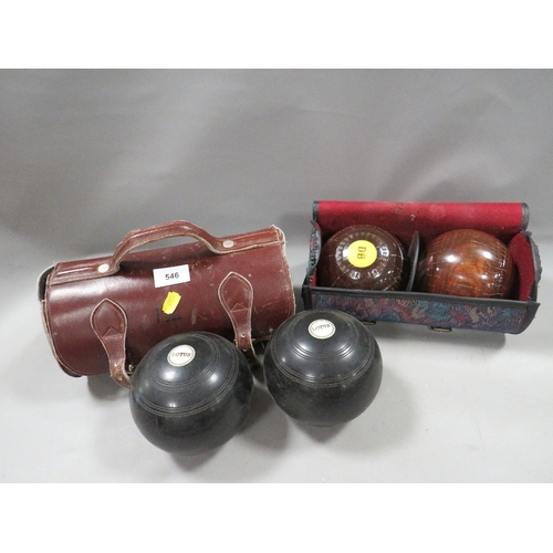 546 - Two pairs of vintage lawn bowls