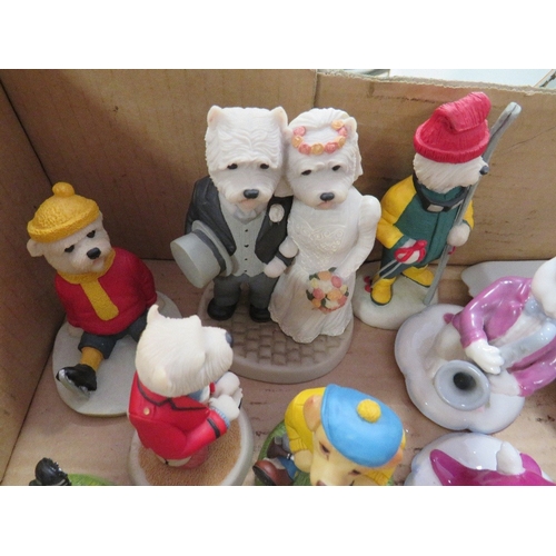 172 - A tray of figures and assorted figurines to include Robert Harrop country companion figures