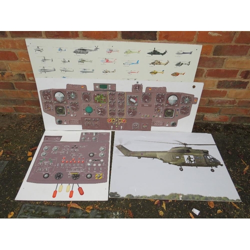 2 - Helicopter interest - Four large hard backed wall diagrams to include a Puma 2A935 cockpit instrumen... 