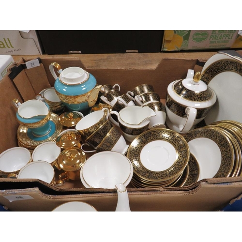 57 - A tray of tea ware to include Minton Grandee and Aynsley