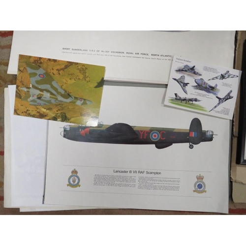 7 - A collection of pictures and prints etc, mainly military to include a framed and glazed Hawk T.1