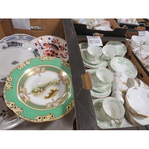 123 - A tray of vintage comports etc together with a tray of assorted tea ware