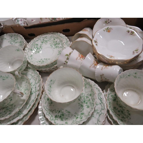 123 - A tray of vintage comports etc together with a tray of assorted tea ware