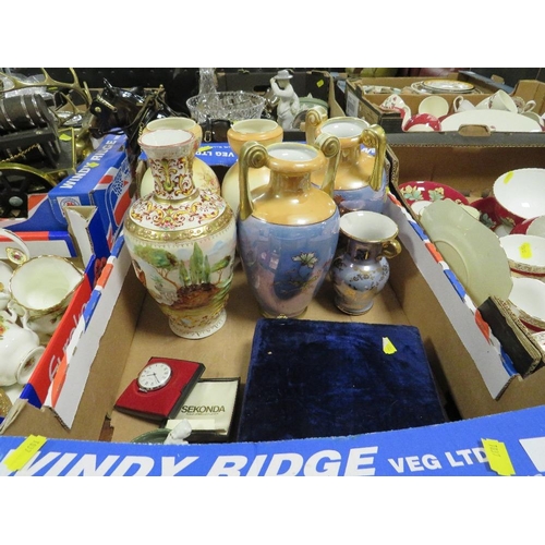 135 - A tray of ceramics vases etc