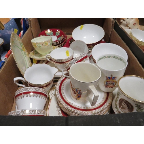 136 - Two trays of assorted ceramics -mostly tea ware