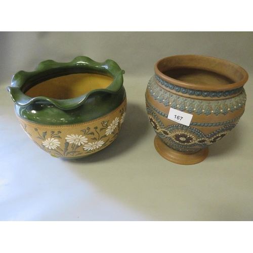 A Doulton Lambeth vase together with similar planter