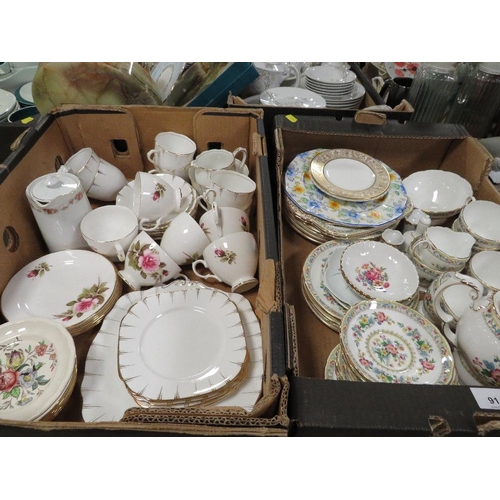 91 - Two trays of ceramics to include Minton Ming Rose