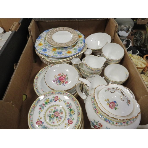 91 - Two trays of ceramics to include Minton Ming Rose