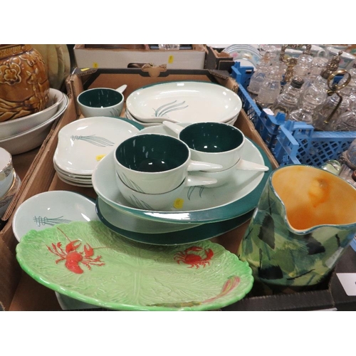 95 - Four trays of assorted ceramics and sundries to include Carlton ware Australia tea/dinner ware