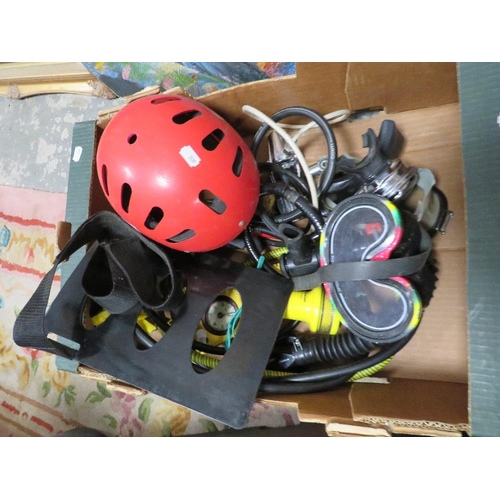 71 - Two trays of assorted diving equipment and accessories etc