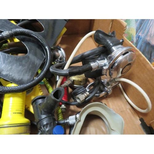 71 - Two trays of assorted diving equipment and accessories etc