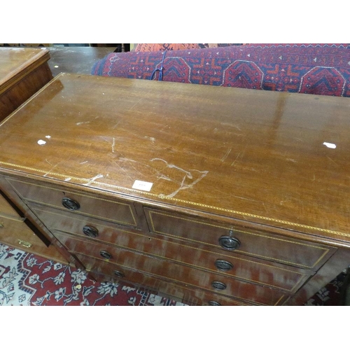 777 - A mahogany five drawer chest with boxwood inlay  A/F