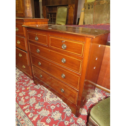 777 - A mahogany five drawer chest with boxwood inlay  A/F