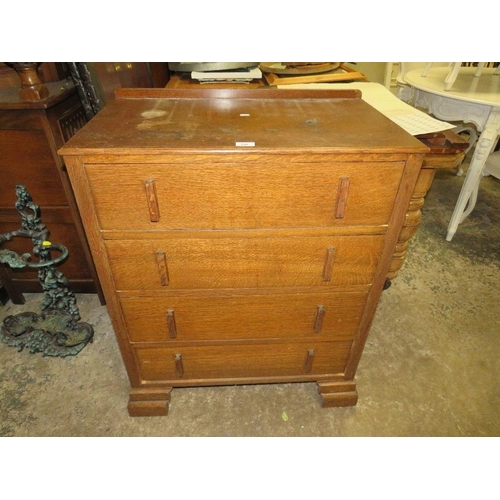 786 - An Art Deco oak cased four drawer chest - W 74 cm, A/F