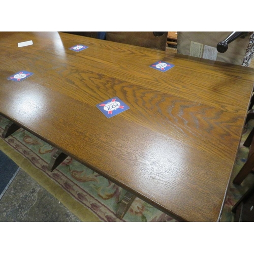 791 - A long oak carved refectory table - L 198 cm, together with four chairs