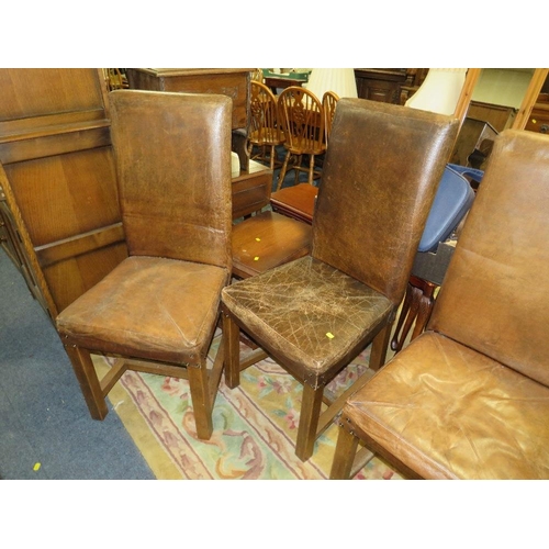 791 - A long oak carved refectory table - L 198 cm, together with four chairs