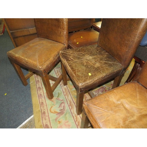 791 - A long oak carved refectory table - L 198 cm, together with four chairs