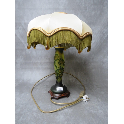 795 - An Emile Galle style glass bodied table lamp