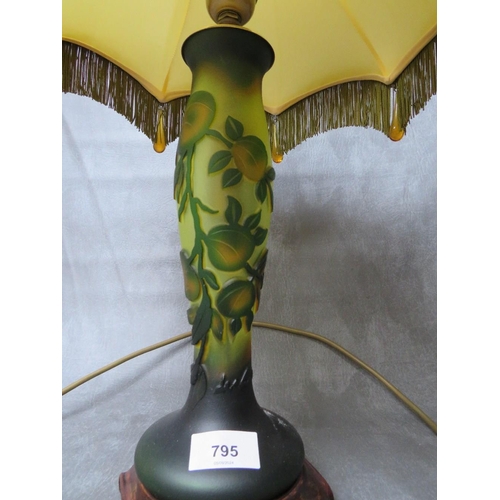 795 - An Emile Galle style glass bodied table lamp