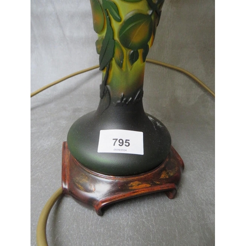 795 - An Emile Galle style glass bodied table lamp