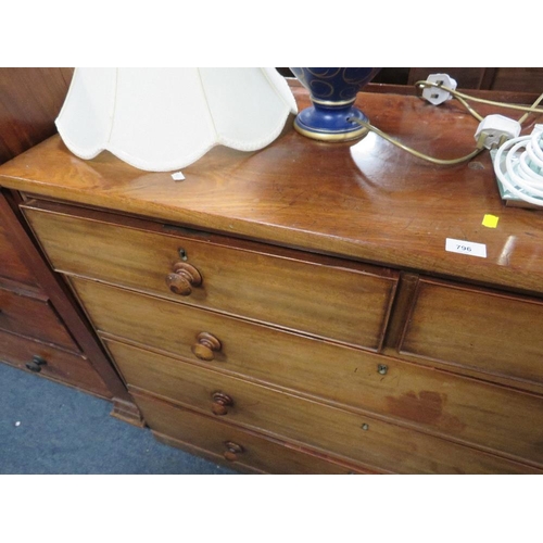 796 - A Victorian five drawer chest - W 122 cm A/F