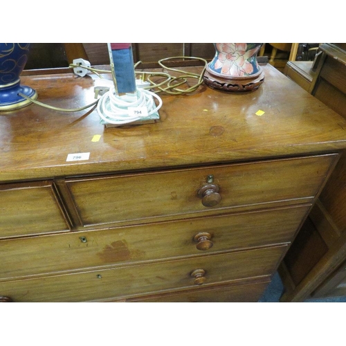 796 - A Victorian five drawer chest - W 122 cm A/F