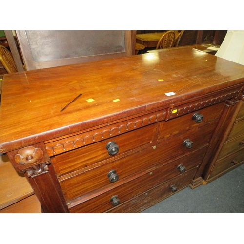 797 - A Victorian mahogany seven drawer chest - W120 cm A/F