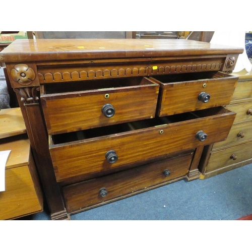 797 - A Victorian mahogany seven drawer chest - W120 cm A/F