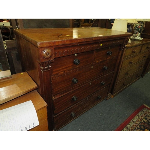 797 - A Victorian mahogany seven drawer chest - W120 cm A/F