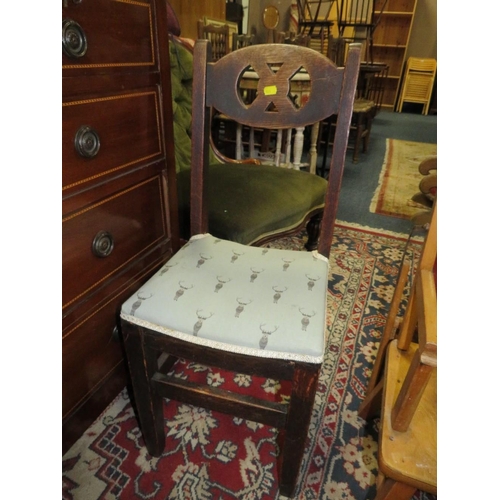 798 - A childs wooden high chair together with a childs oak chair (2)