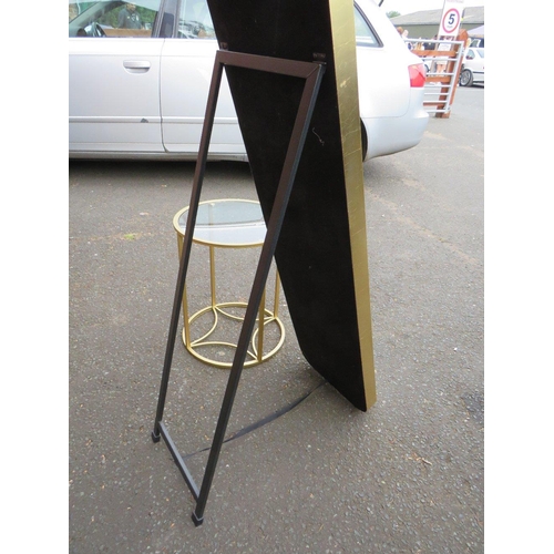 804 - A modern gilt framed full length free standing mirror together with a gilt metal / glass topped circ... 