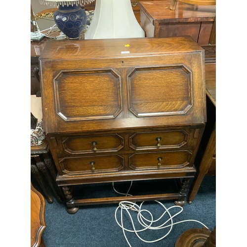 817 - An oak barleytwist bureau