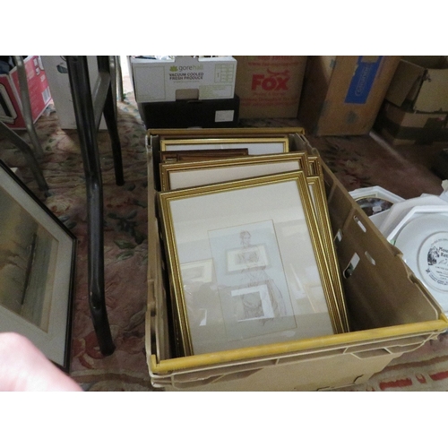 40 - A tray of framed and glazed pictures and prints (tray not included)