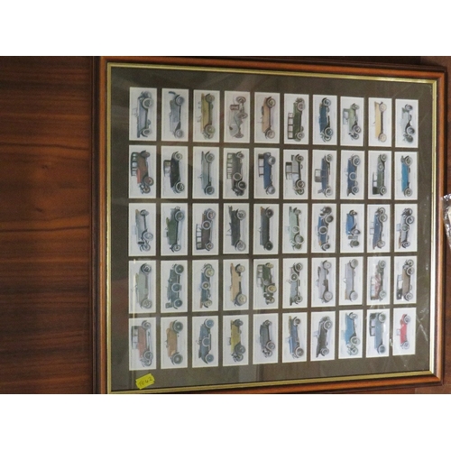 37 - A framed set of cigarette cards together with some loose larger cards