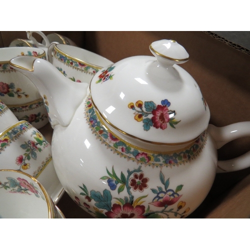 140 - A tray of Coalport Ming Rose pattern china