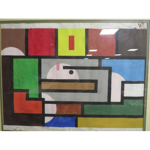 10 - A pair of large framed abstract paintings, one signed 41 x 54 cm. (2)