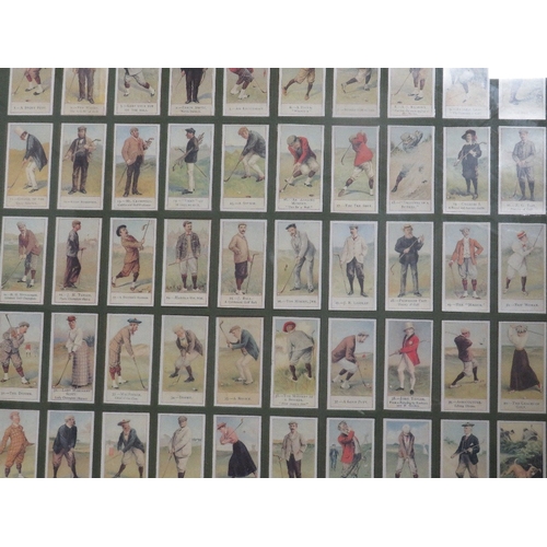 14 - Seven assorted framed cigarette cards to include golfers